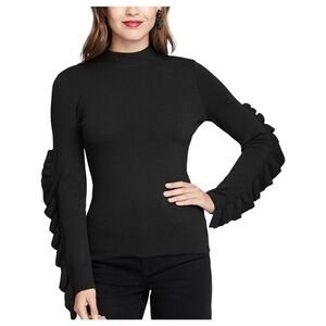 Rachel Roy Black Ruffle Sleeve Open Back Sweater
